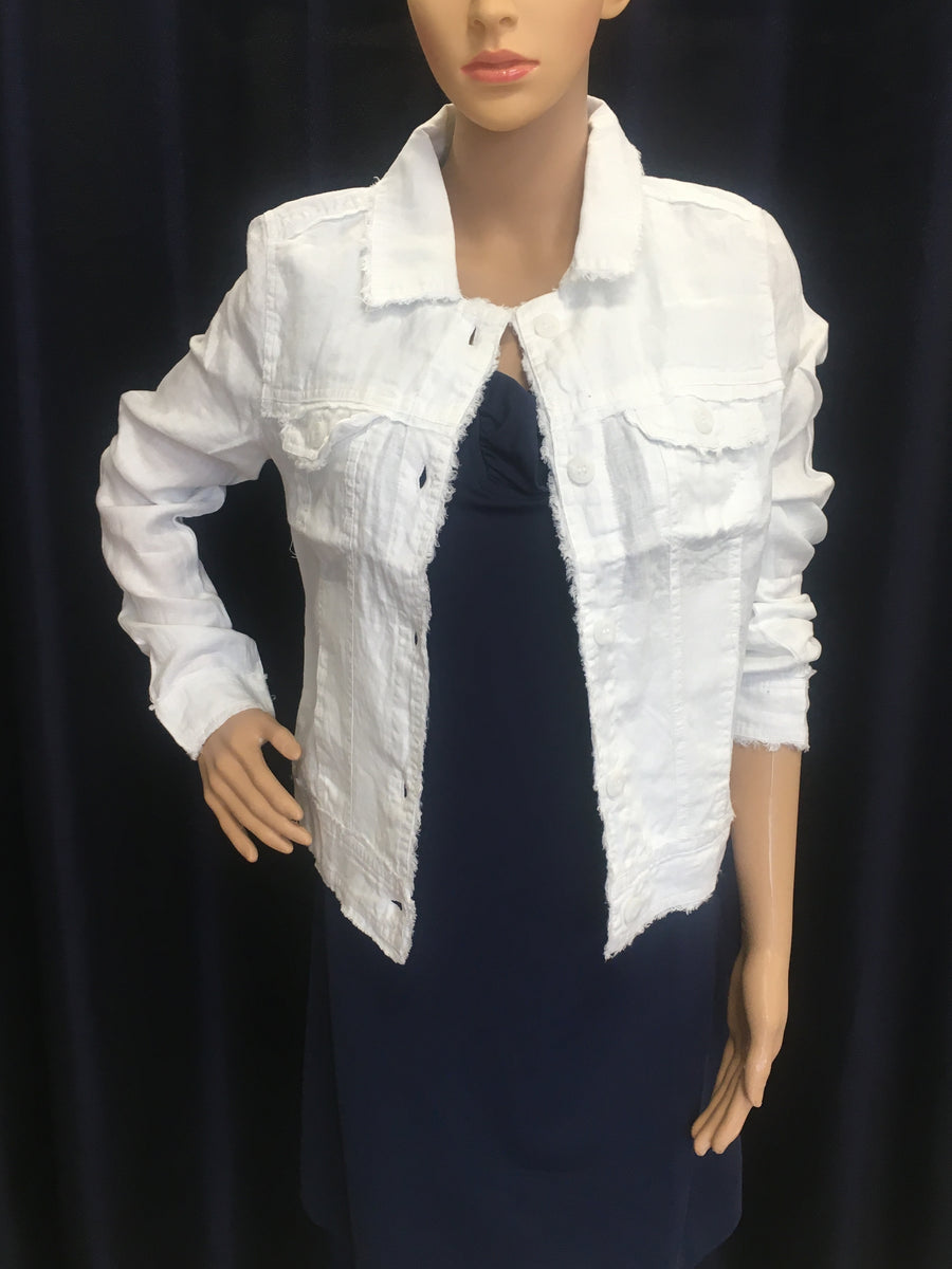 LuLu-B White Jean Style Linen Jacket – Lake Effect