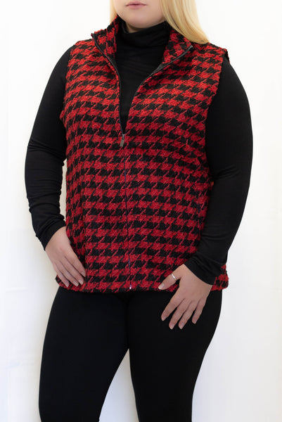 LuLu-B Red/black Herringbone Vest