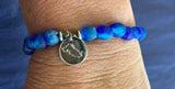 Lake Waukewan Blue Glass Beaded Bracelet