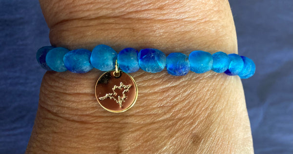 Squam Lake Blue Glass Beaded Bracelet