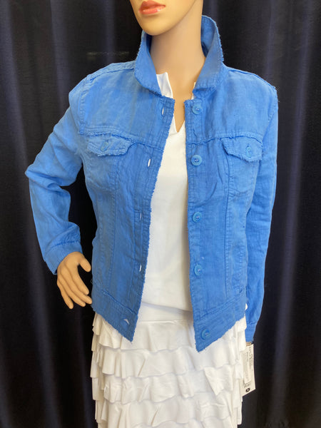 LuLu-B Bright Turquoise Jean Style Linen Jacket – Lake Effect