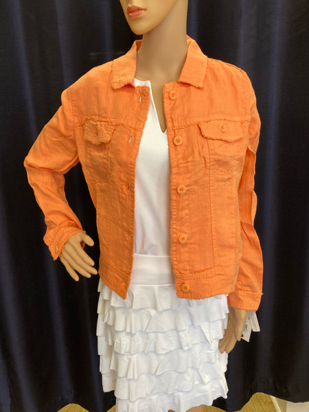 LuLu-B Tangerine "Jean Style" Linen Jacket