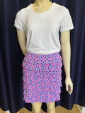 LuLu-B Bright Pink Geometric on Periwinkle Ruffle Skort