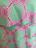 LuLu-B Pink and White Medallion on Lime Ruffle Skort